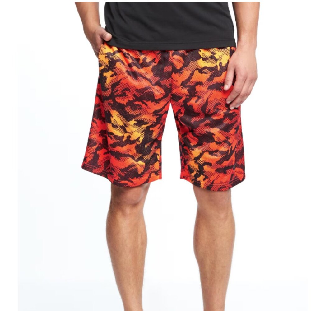 Old Navy Go-Dry Mesh Shorts for Men (10") Orange Camo Size Medium